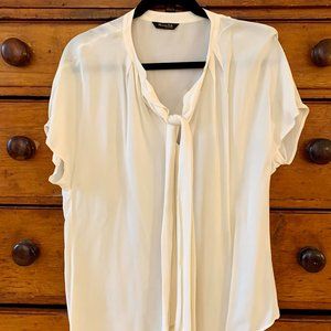 Massimo Dutti Cream / white blouse with tie at neck